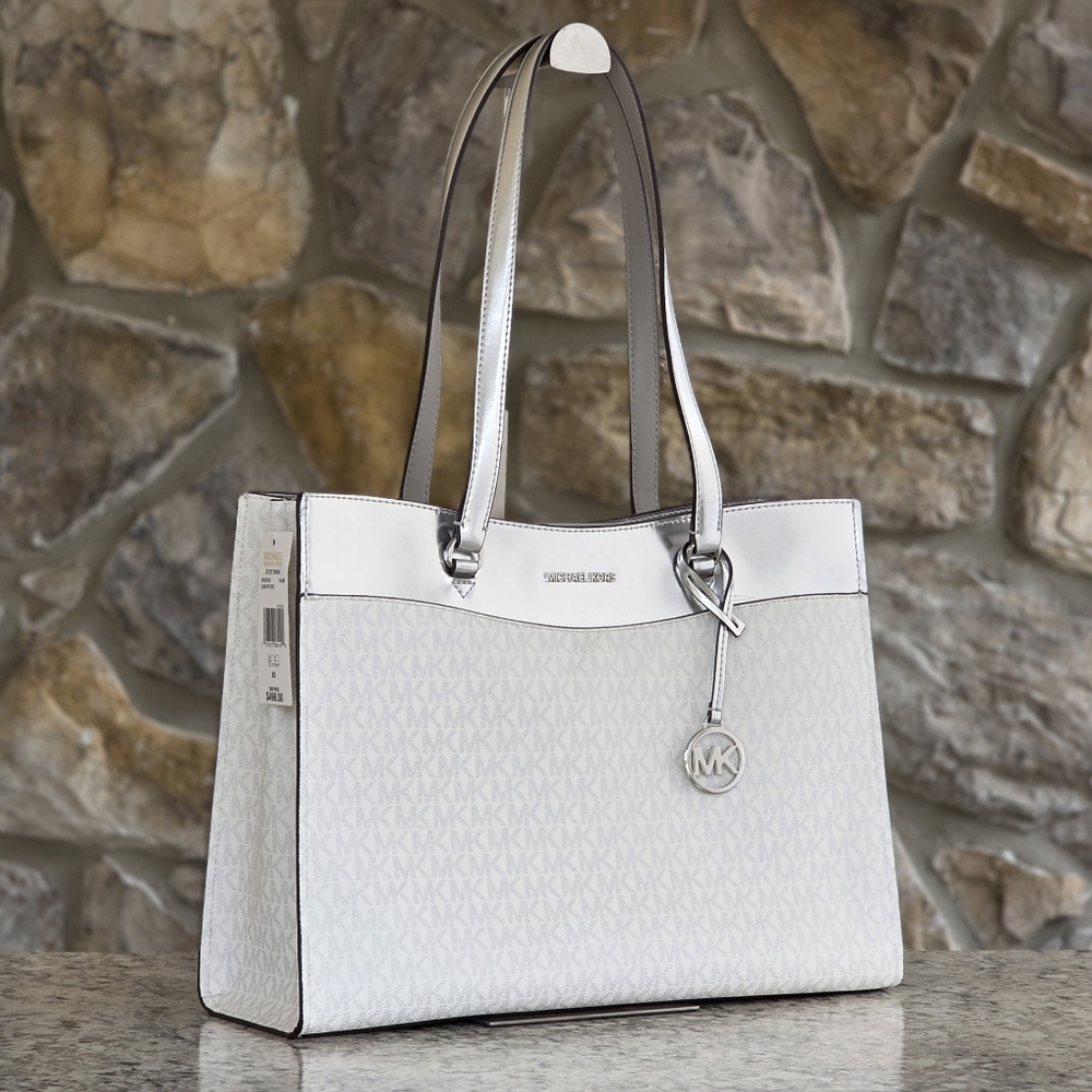 Michael Kors Jet Set Logo White Tote